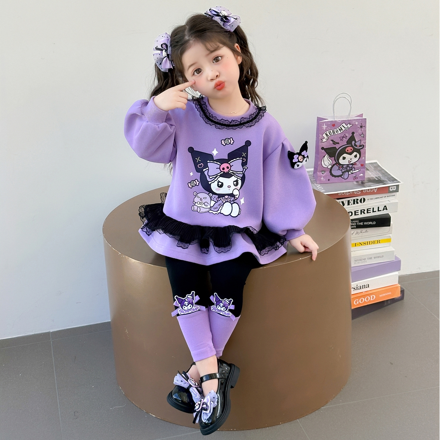 女童库洛米套装春秋款2025新洋气时髦小女孩卫衣打底裤儿童两件套