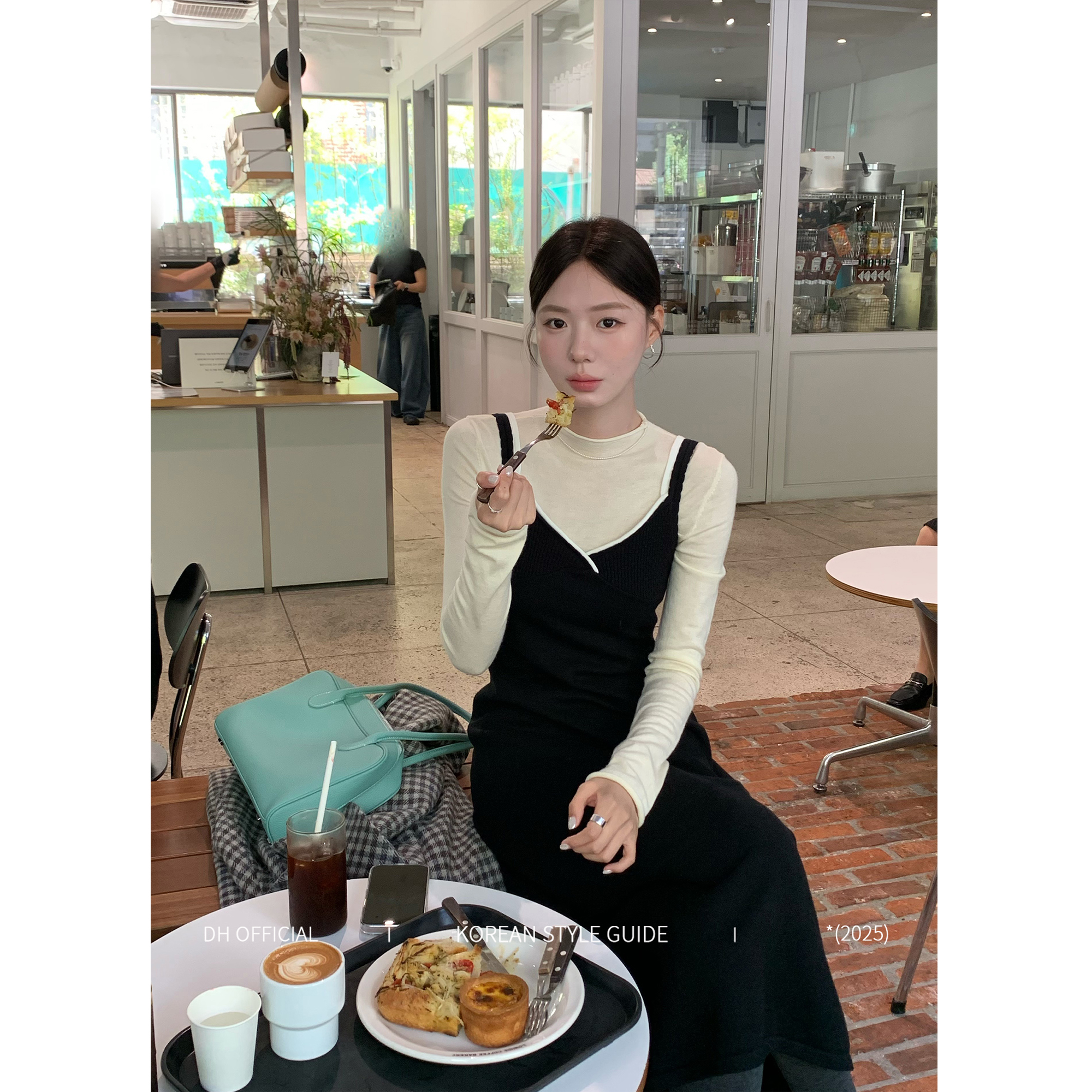 DH OFFICIAL 大花【优雅曲线 Curve】优雅黑白撞色叠穿显瘦吊带裙