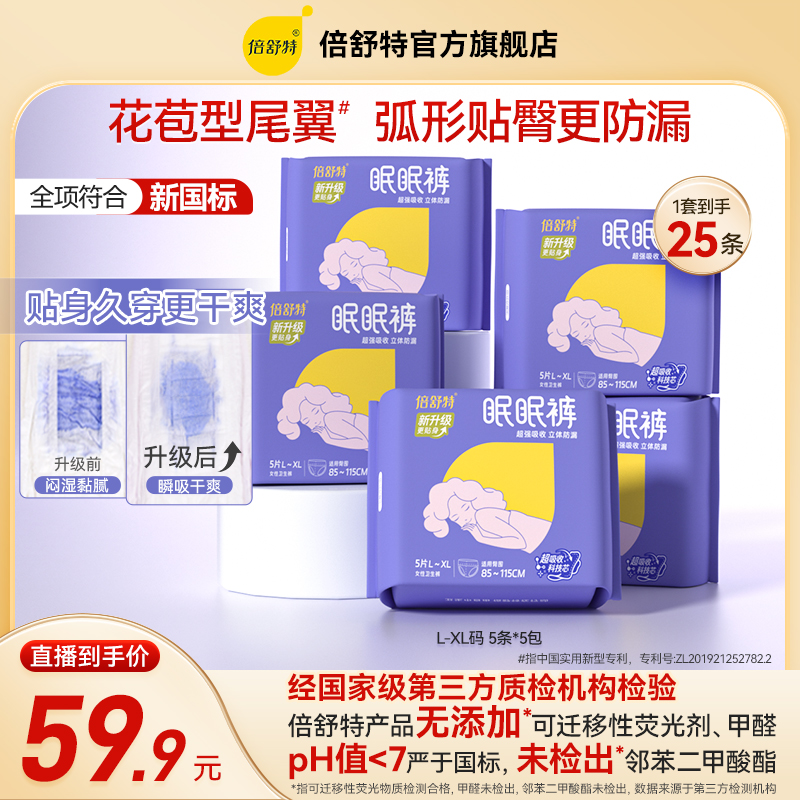 【新升级眠眠裤】L-XL超薄立体贴身防漏夜用亲肤棉柔透气安睡裤柔软