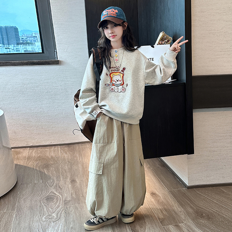 女童休闲套装2025春秋新款儿童洋气时髦女孩秋装长袖卫衣两件套