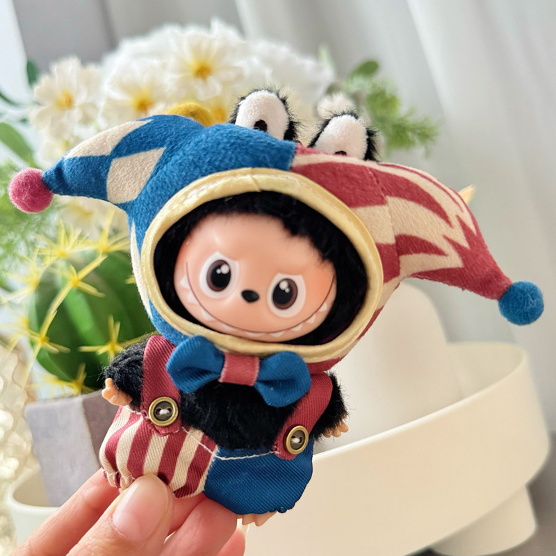 4.0拉布布衣服配饰可爱小丑三件套玩偶挂件4代labubu心底密码娃衣