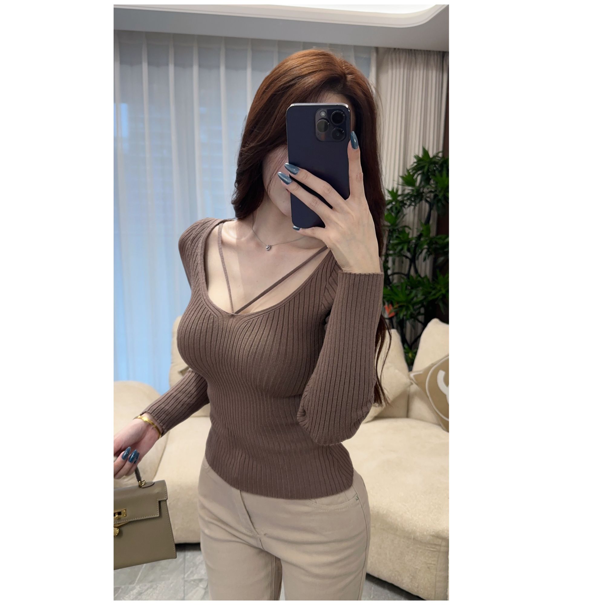 【撩人韩女】设计感突肤柔软收腰内搭弹力显瘦打底衫秋冬女