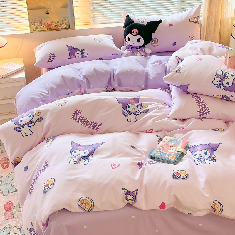库洛米纯棉床上四件套公主风全棉被套宿舍床单三件套儿童女孩床品