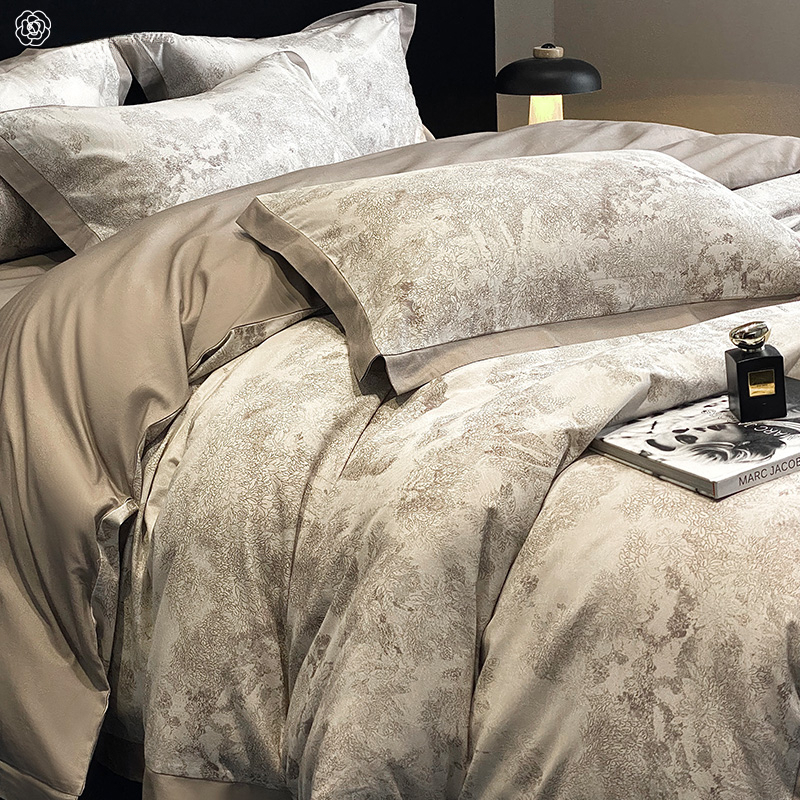 水星轻奢美式轻奢磨毛四件套纯棉100S长绒棉全棉加厚被套复古秋冬