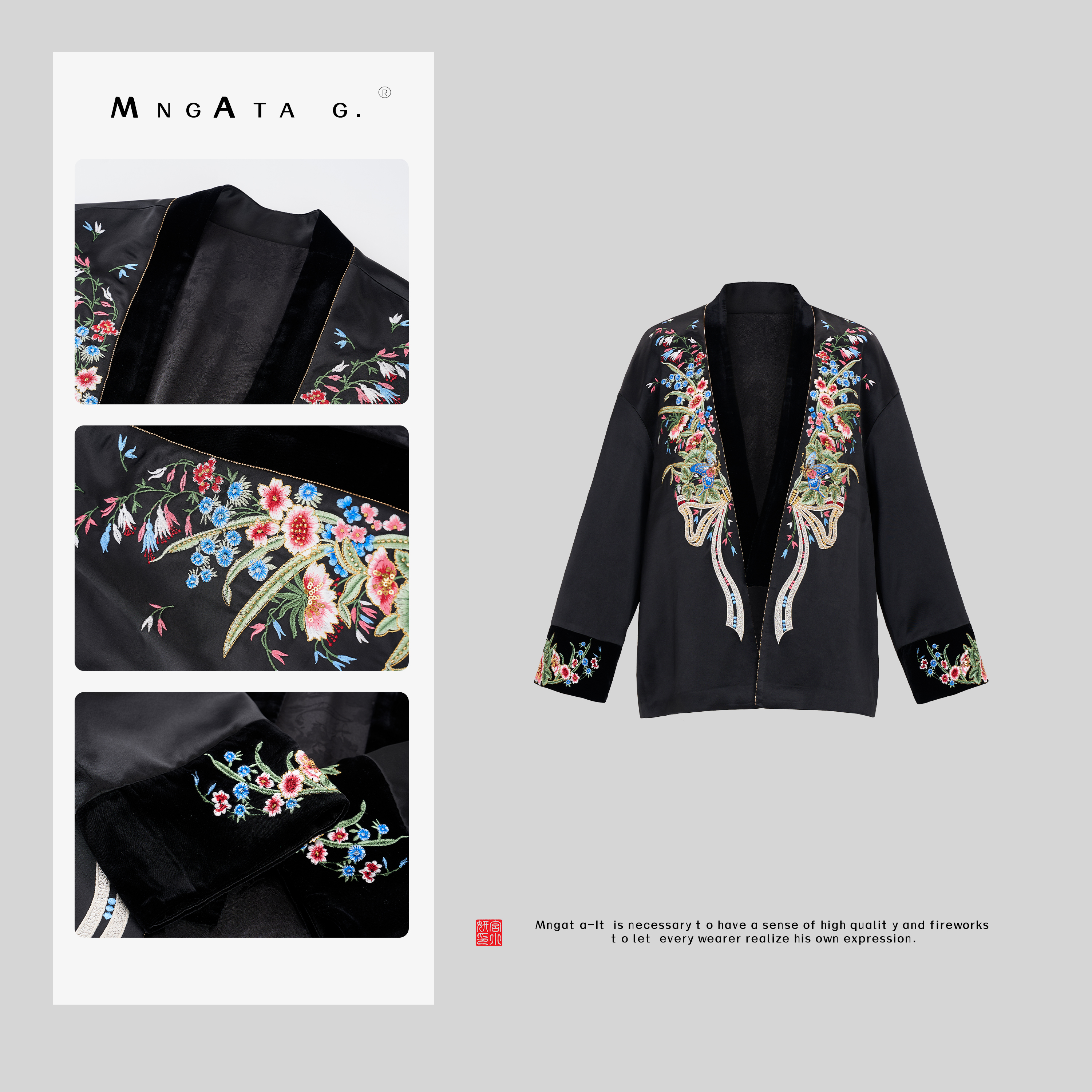 MNGATA G.宫小妍【遇见花兰】醋酸新中式中国风休闲百搭外套5010564