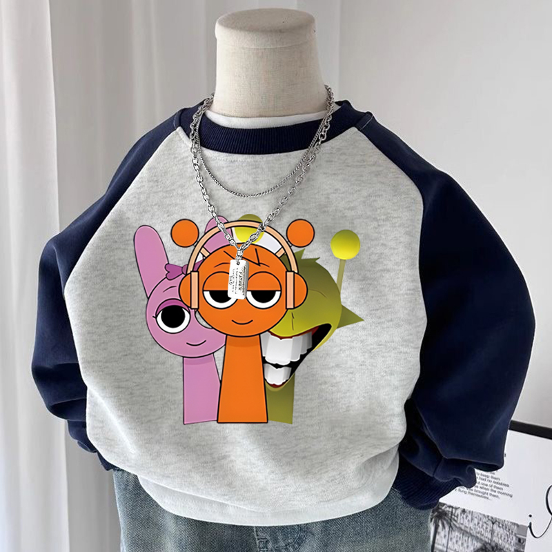 节奏盒子sprunki衣服可爱周边儿童中大童加绒加厚卫衣秋冬上衣服