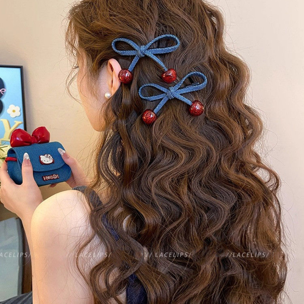 韩系牛仔蝴蝶结发夹女侧边夹前额碎发刘海夹2025新款高端发卡发饰