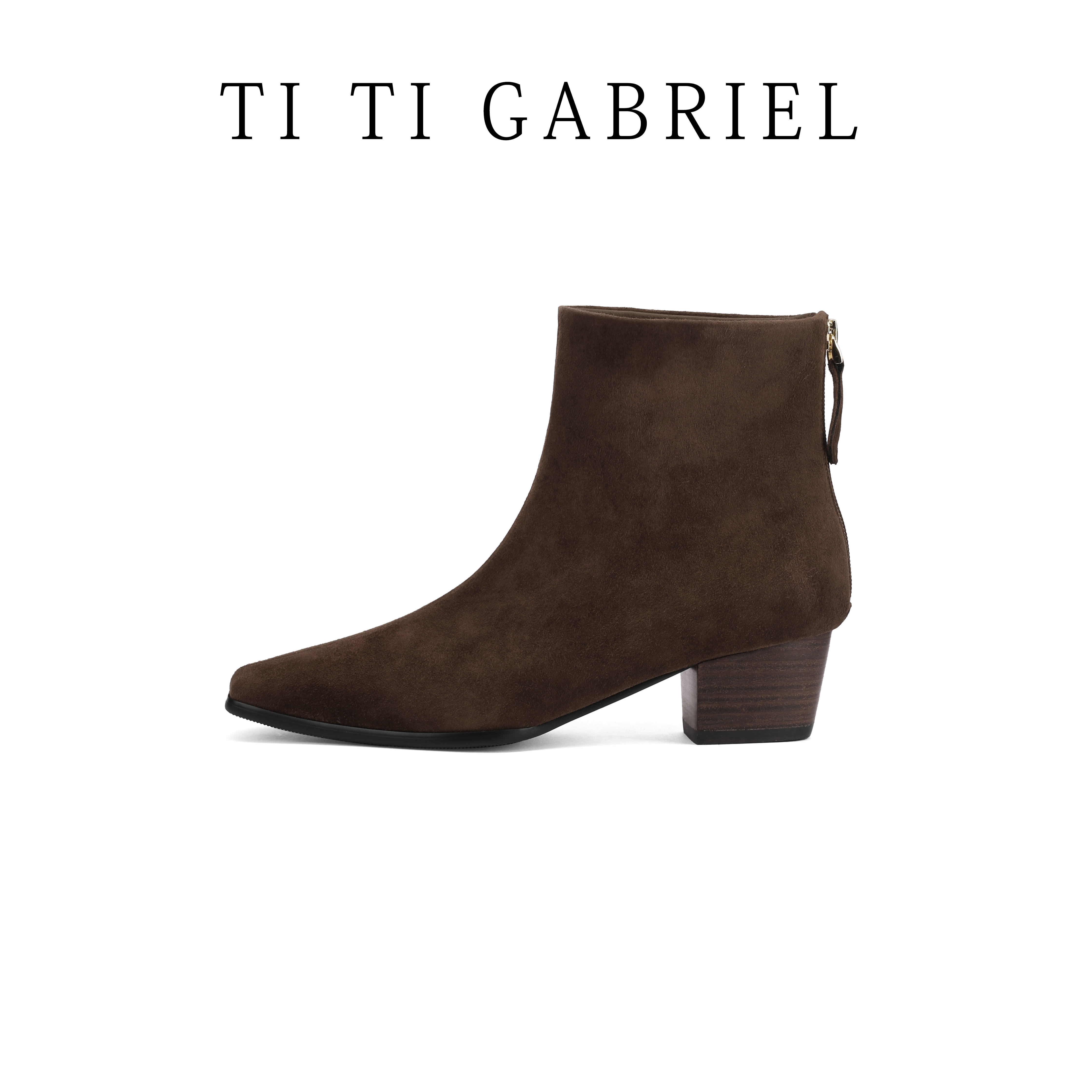 【TTG】4.5cm2025秋冬低跟真皮小方头气质女神女短靴9918