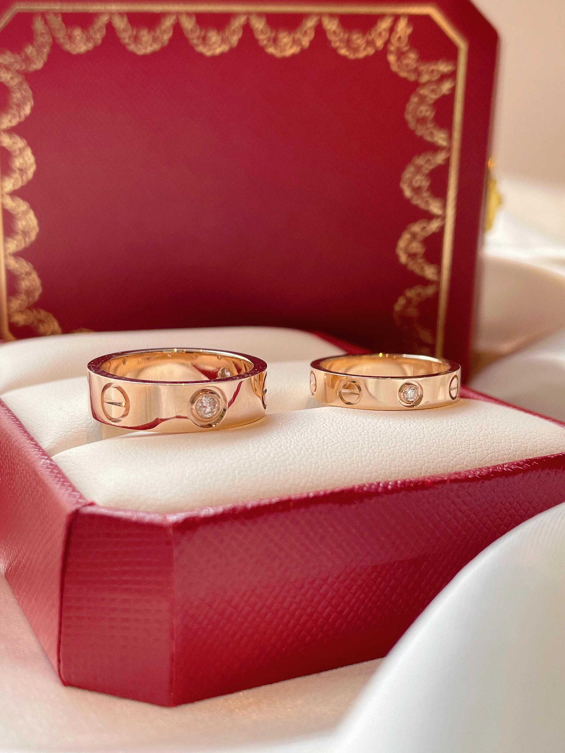 合金锆石婚庆饰品 V金材质久不掉色卡➕LOVE系列情侣对戒婚戒镀K金