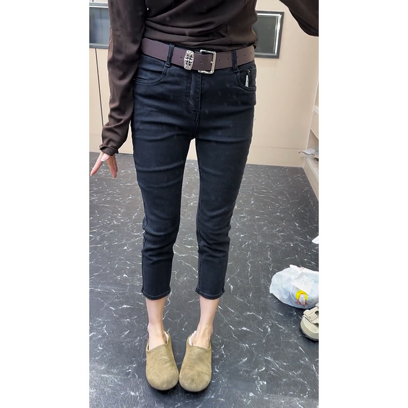 2025早秋新款大码百搭高腰小脚牛仔裤女小个子穿搭弹力显瘦铅笔裤