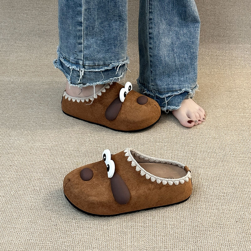 时尚卡通大眼丑萌拖鞋女款2025秋季包跟厚底软底室内外穿可爱居家