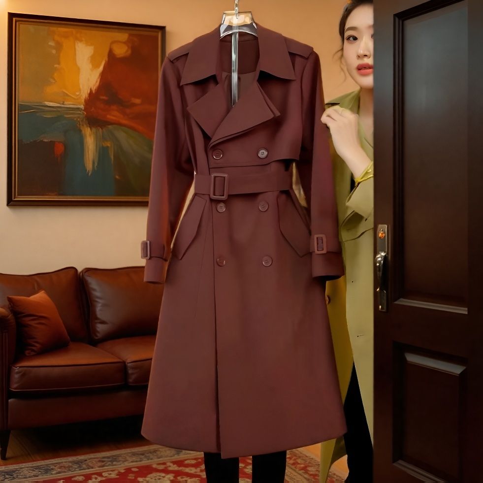 英伦风中长款2025秋季新款外套风衣学院风大衣百搭千金风显瘦气质