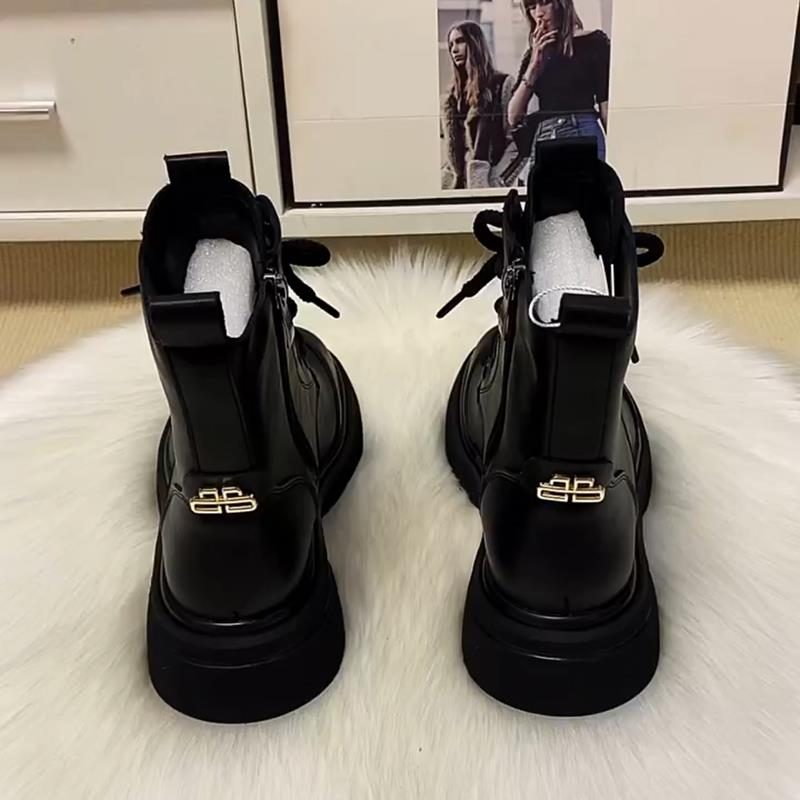 真皮厚底马丁靴女春秋单靴2025冬季新款英伦风短筒靴棉靴爆款短靴