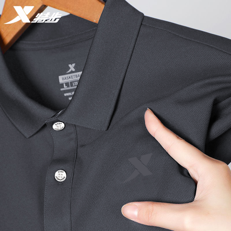 特步男士POLO衫短袖透气2025夏季正品翻领速干休闲半袖薄款运动服