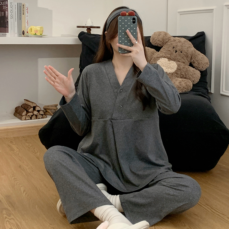 【带胸垫】月子服夏纯棉轻薄款产妇产后喂奶哺乳衣孕妇睡衣甜美