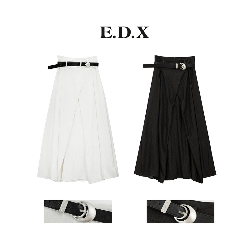 EDX服饰小众设计春季新品时髦精A字型抽褶半裙显瘦百搭长裙515