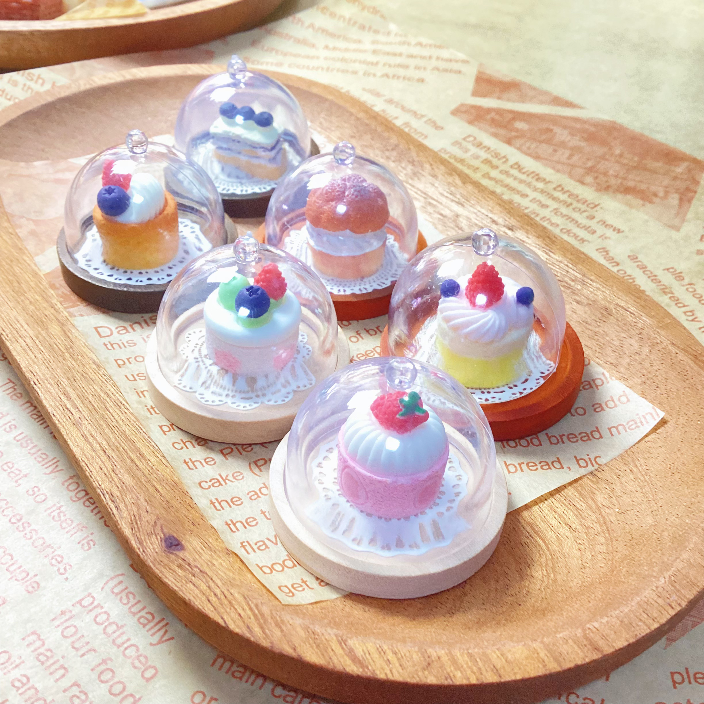 微缩食玩娃娃屋仿真蛋糕DIY透明蛋糕罩蛋糕托仿真蛋糕花边垫纸娃