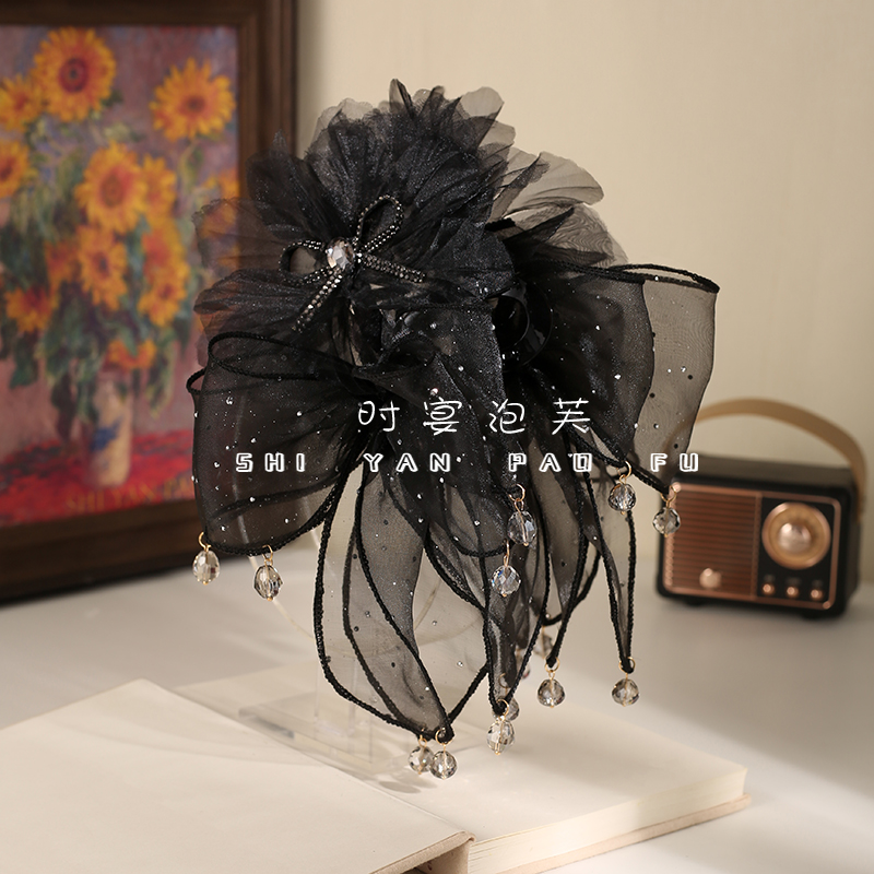 【花瓣泡泡】抓夹高定网纱蝴蝶结裙摆满天星发夹百搭显发量精致头饰