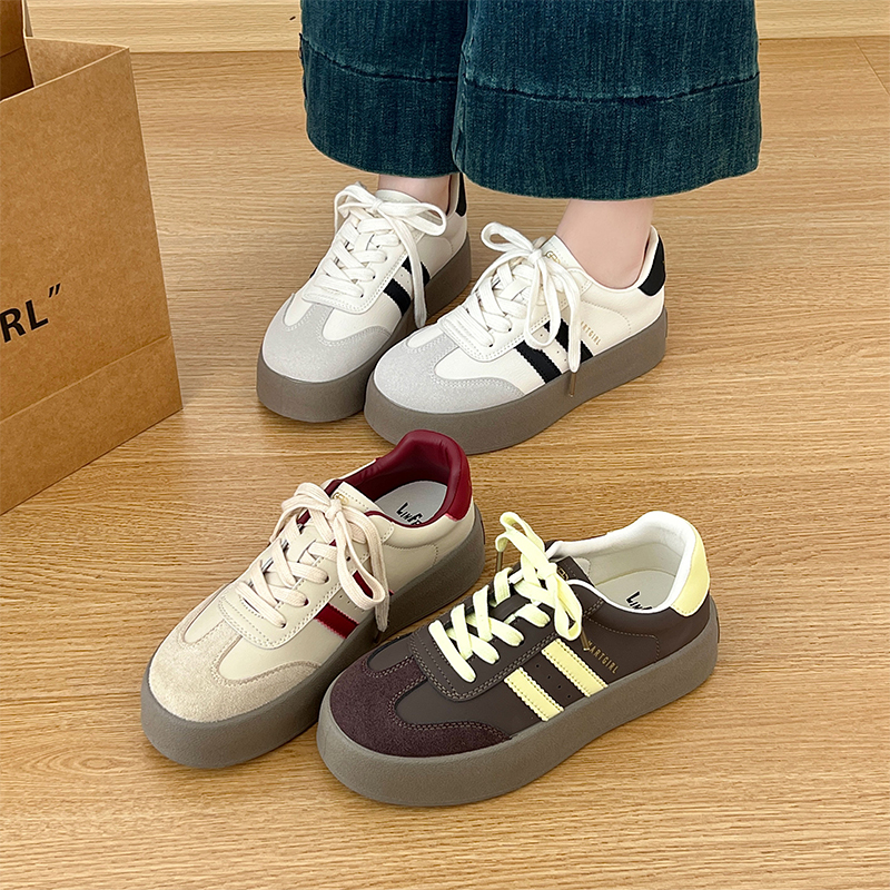 真皮德训鞋板鞋女款四季款新款百搭休闲板鞋单鞋女2687