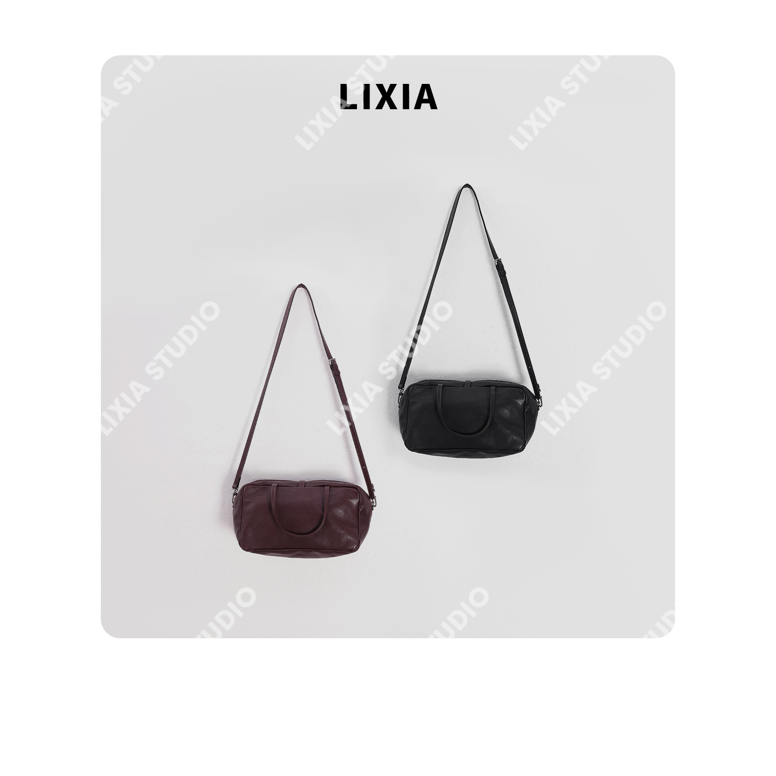 LIXIA【绯棕雅奢】法风时尚潮流植鞣羊皮单肩包-D10523