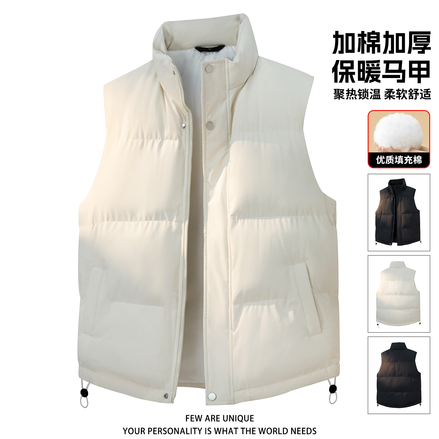 玛斯柏抗寒保暖加厚棉马甲男士冬季2025新款潮牌坎肩无袖马夹外套