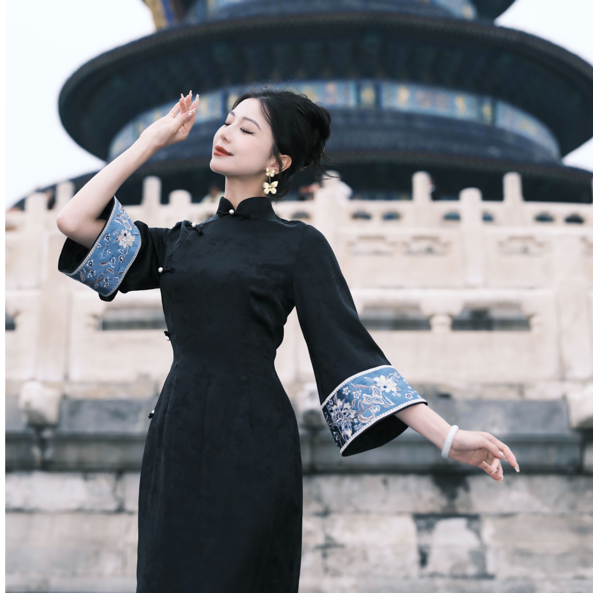 【尔尔古典美学】复古新中式旗袍【墨黛】春夏修身中国风旗袍显瘦