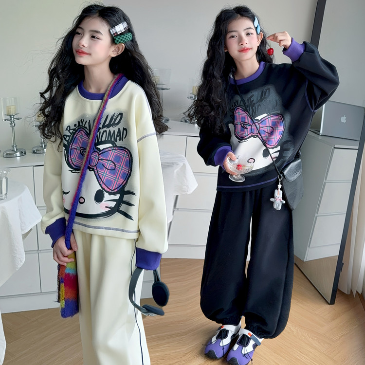 女童套装秋装2025新款洋气大童春秋季超好看卫衣儿童时髦两件套潮