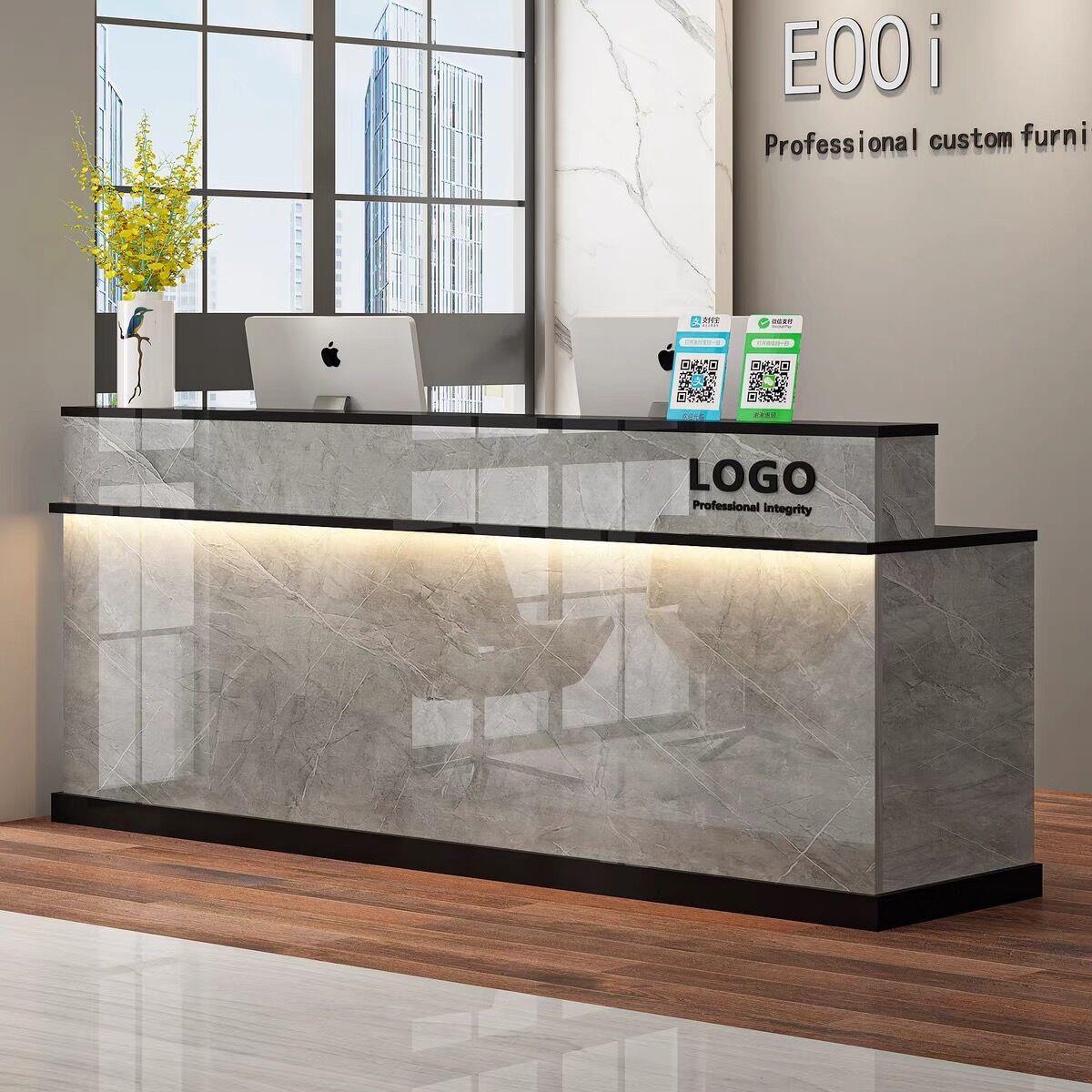 吧台收银台简约现代店铺小型吧台美容院服装店柜台公司前台接待台