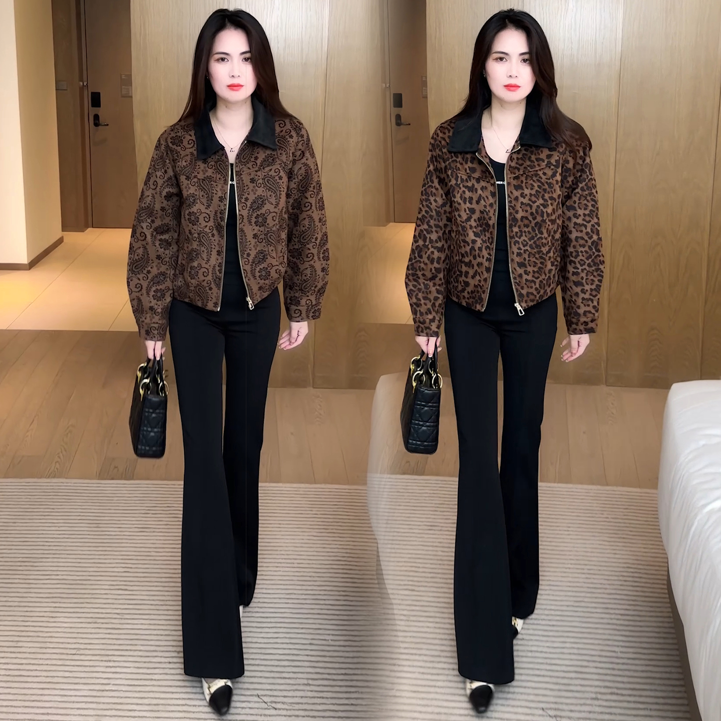 休闲百搭豹纹短外套女2025年秋季新款洋气宽松显瘦时尚夹克上衣服