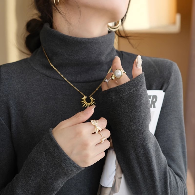 深灰色加绒加厚德绒高领打底衫女内搭2025秋冬新款洋气高级感上衣