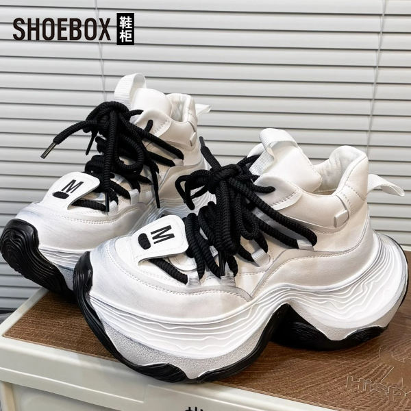 SHOEBOX鞋柜厚底增高做旧脏脏老爹鞋女2025新款时尚休闲运动鞋