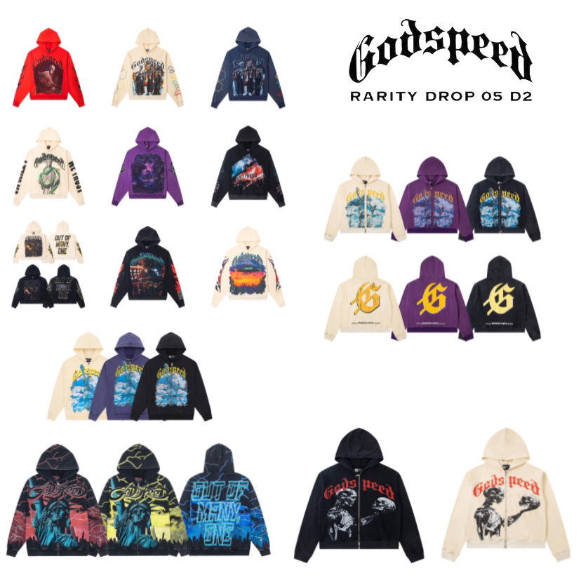 Godspeed跨境25ss秋冬新款直喷印花洗水复古纯棉嘻哈美潮帽衫卫衣