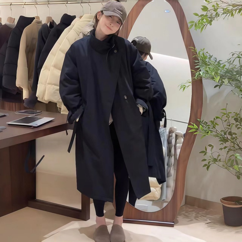 芷蕾棉服加厚中长款保暖显瘦秋冬季大码收腰过膝保暖棉衣YY-17278