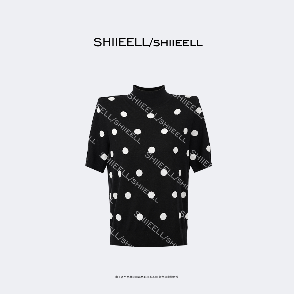 SHIIEELL【卡波尔圆点】高支绵羊毛混纺进口波点针织圆领毛衫Z0263