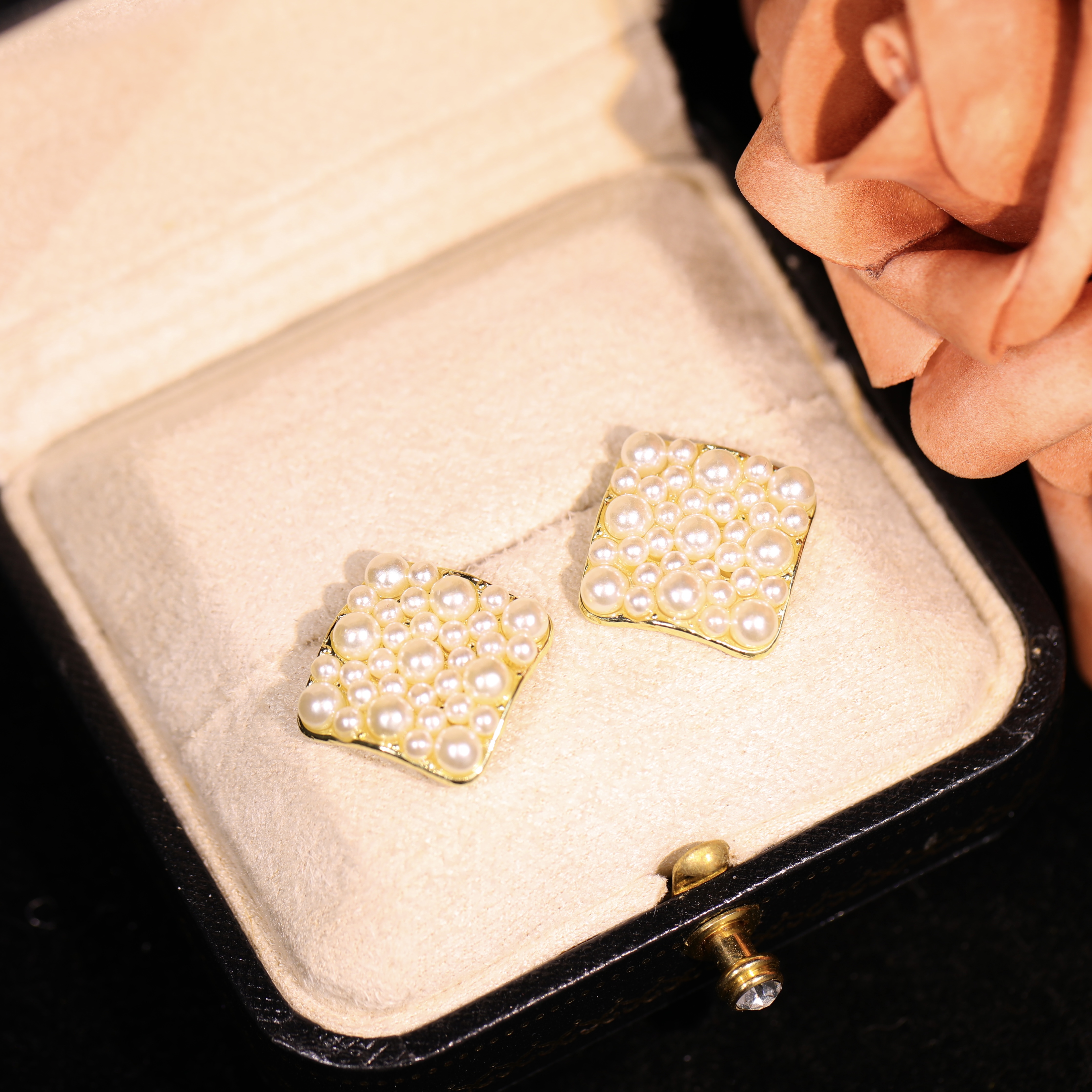 铜合金耳饰 【珠地】轻奢时尚气质百搭高级小众设计感耳饰RH1102