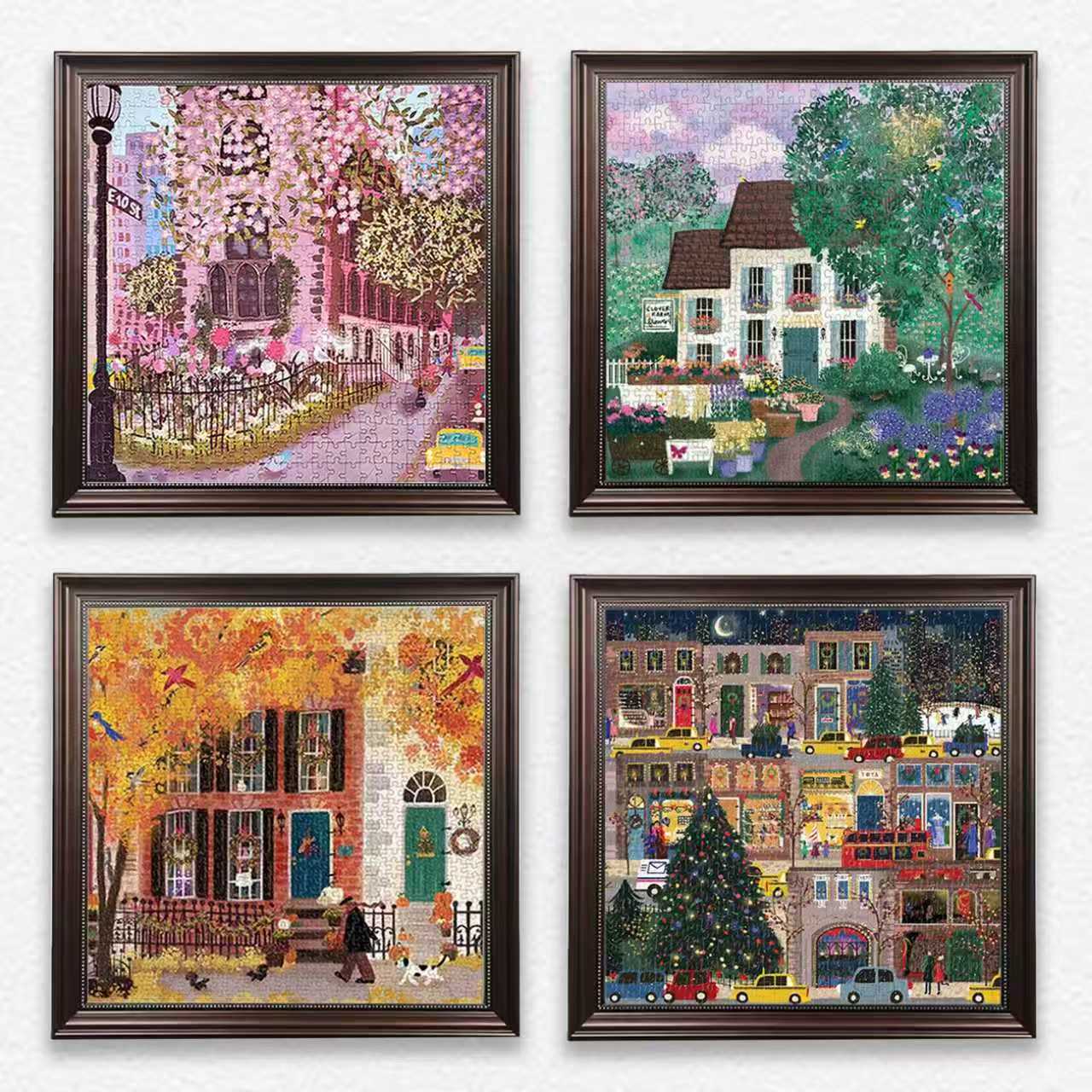 春夏秋冬四季拼图专用框复古ins画框挂墙拼图专用外框现代简约风