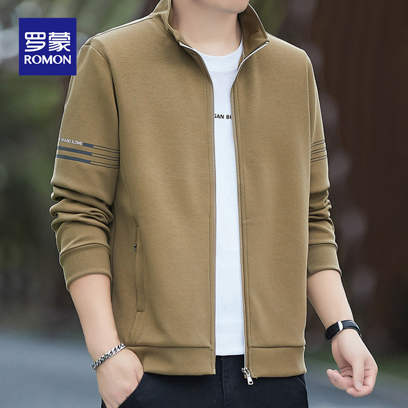 罗蒙开衫卫衣男士秋季2025新款潮牌宽松休闲立领夹克外套男装上衣