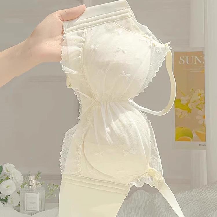 内衣女士小胸聚拢显大调整型无钢圈收副乳防下垂蕾丝夏薄款舒适