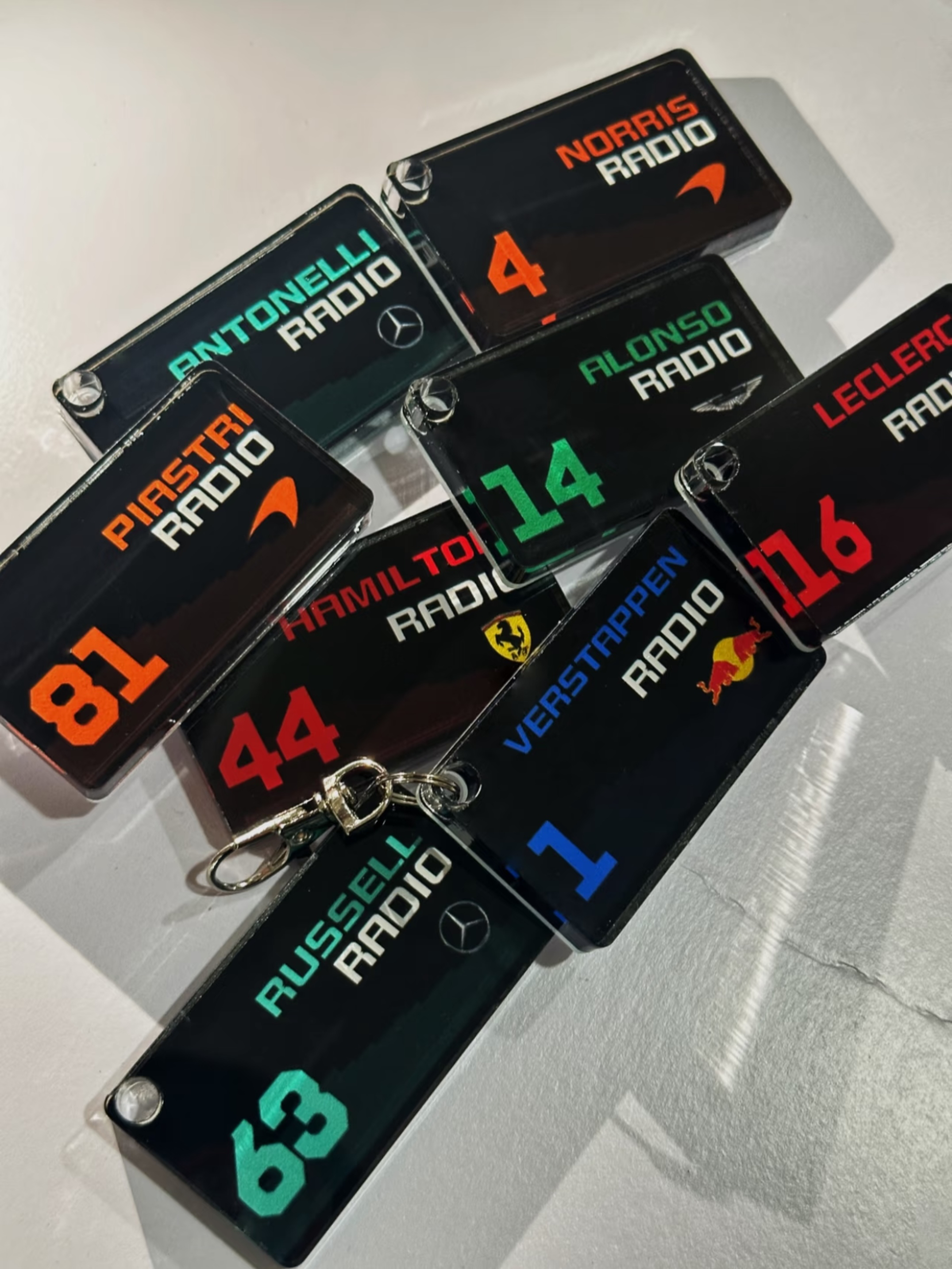 F1周边 双面亚克力砖倒角钥匙扣尺寸4*7cm