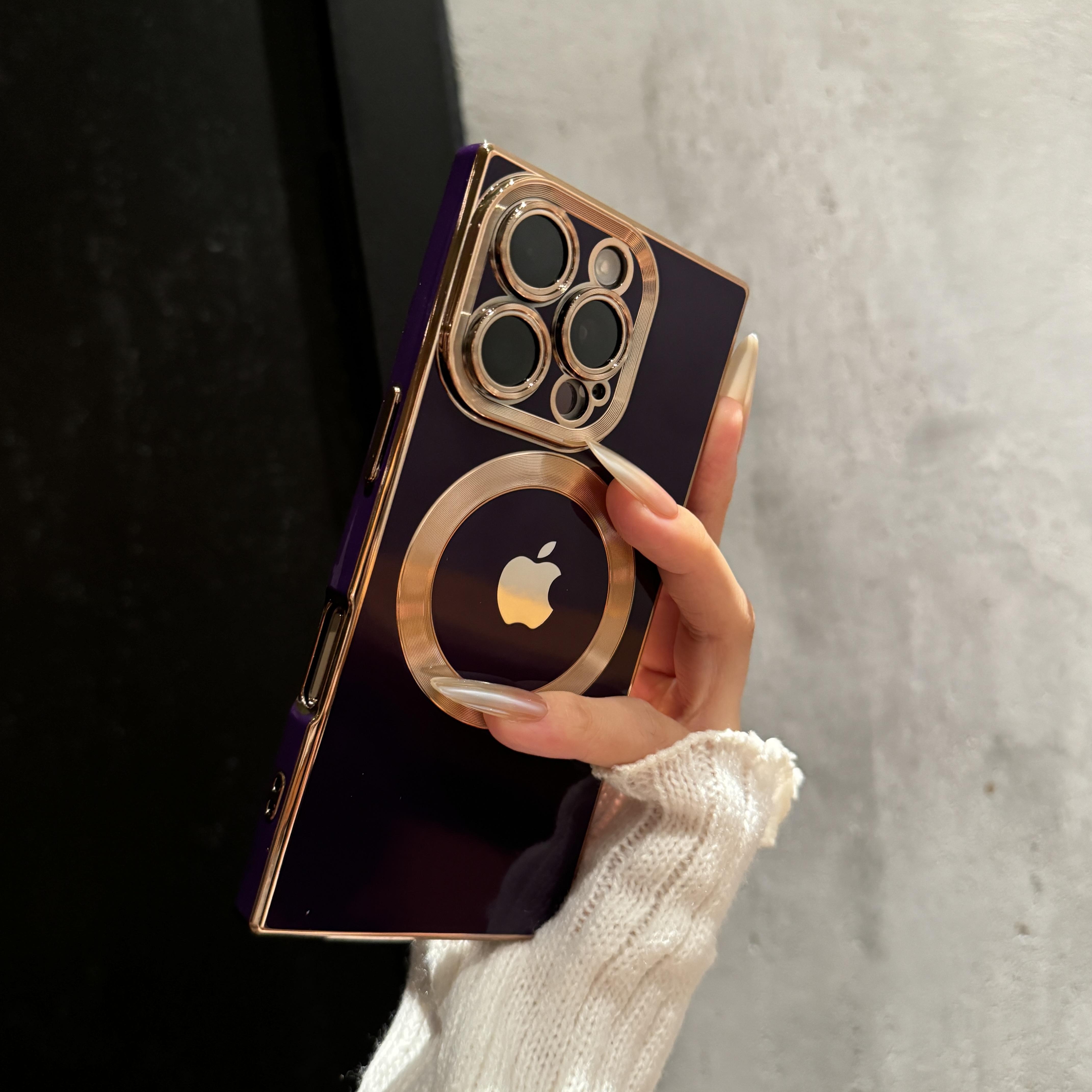 纯色方形电镀适用苹果16promax手机壳iPhone15防摔14小众13全包12