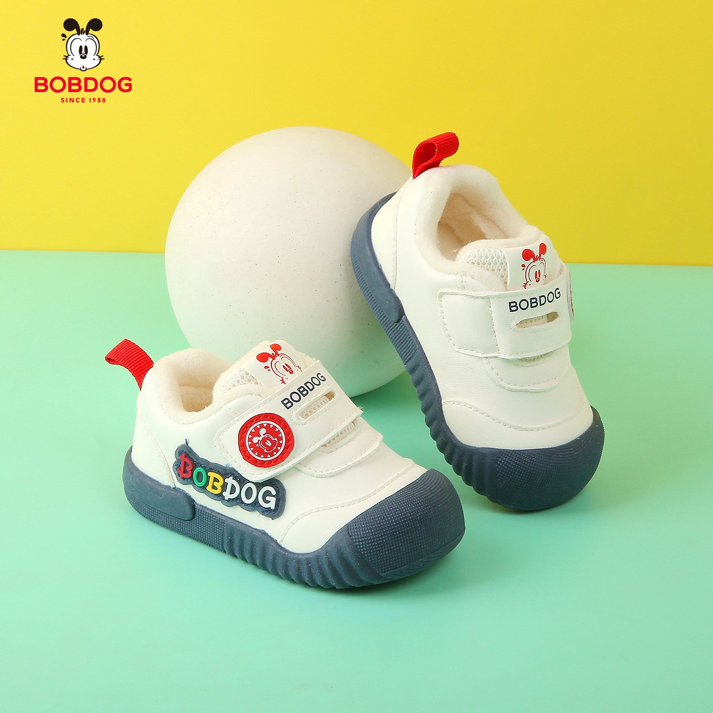 巴布豆宝宝棉鞋男2025秋冬新款软底防滑加绒小童鞋学步鞋1-3岁