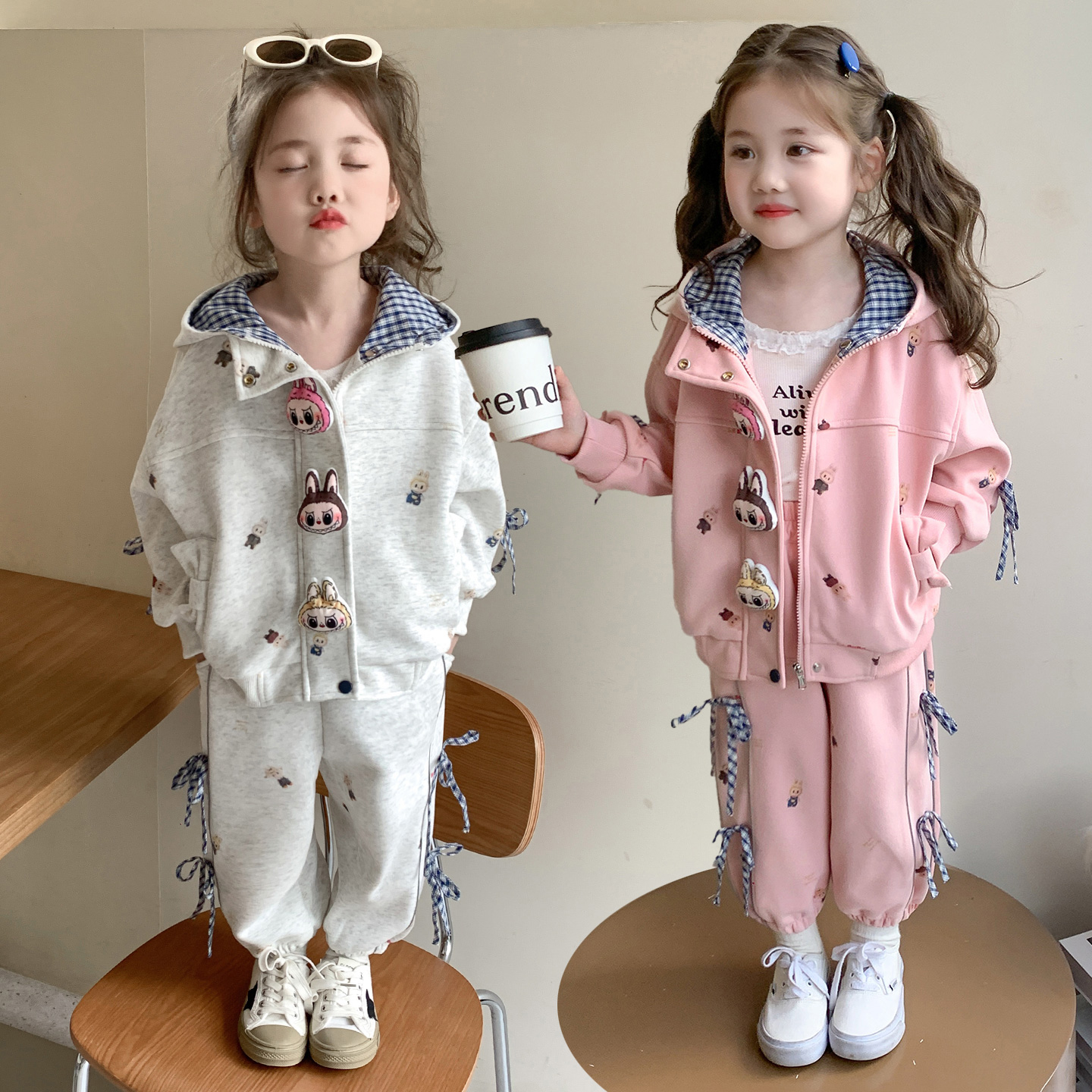 女童拉布布套装2025洋气春秋款女孩超好看卫衣卫裤儿童运动两件套