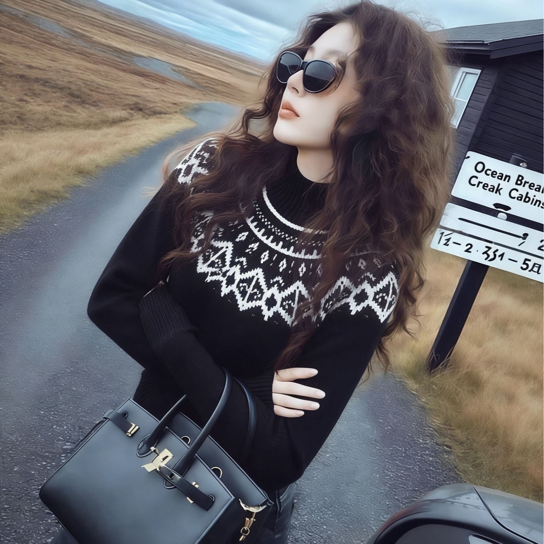 法式费尔岛复古半高领针织衫女秋冬高级感内搭修身显瘦套头毛衣春