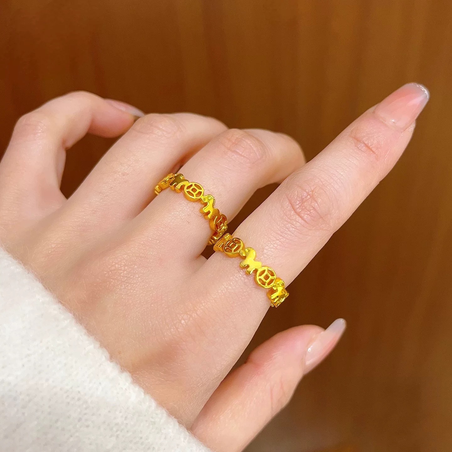 铜合金戒指 新中式马年钱币小马戒指女款精致可调节本命年指环