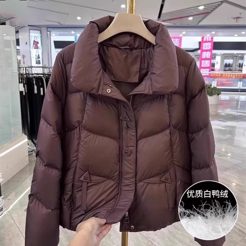 妈妈装加厚保暖羽绒服冬装洋气高贵白鸭绒外套中老年人女装棉衣服