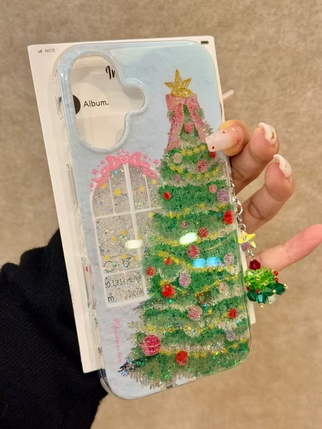 闪粉窗台彩灯圣诞树适用苹果17Promax手机壳16创意15新款14少女13