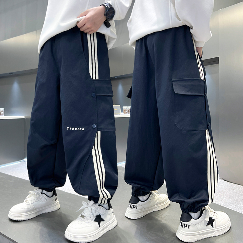 男童裤子春秋宽松2025中大童休闲韩版长裤儿童秋季束脚裤洋气潮流