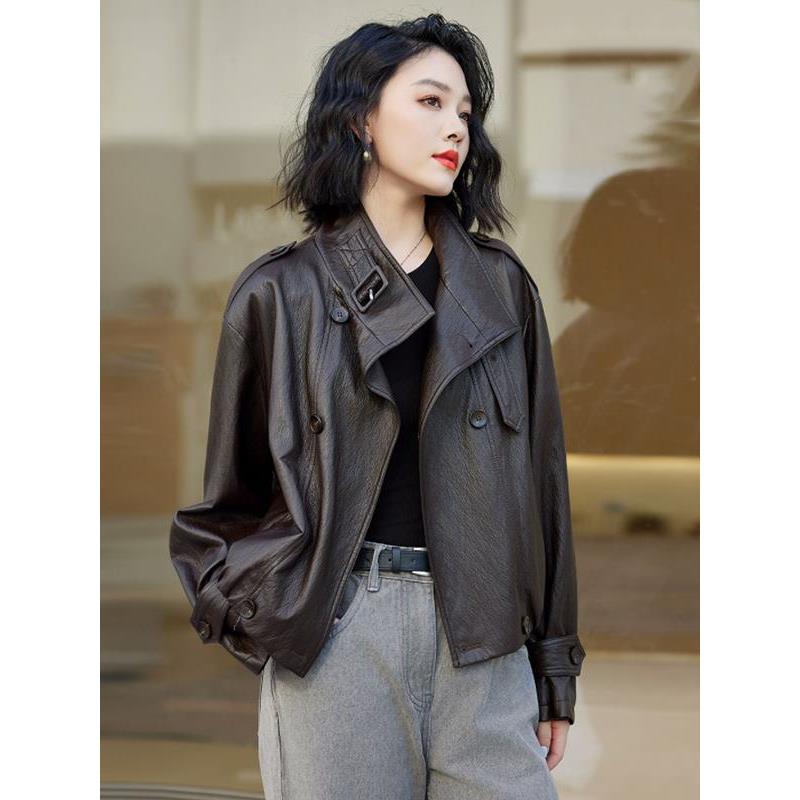 2025年秋季新款小皮衣外套短款小个子立领气质酷飒风复古PU皮夹克