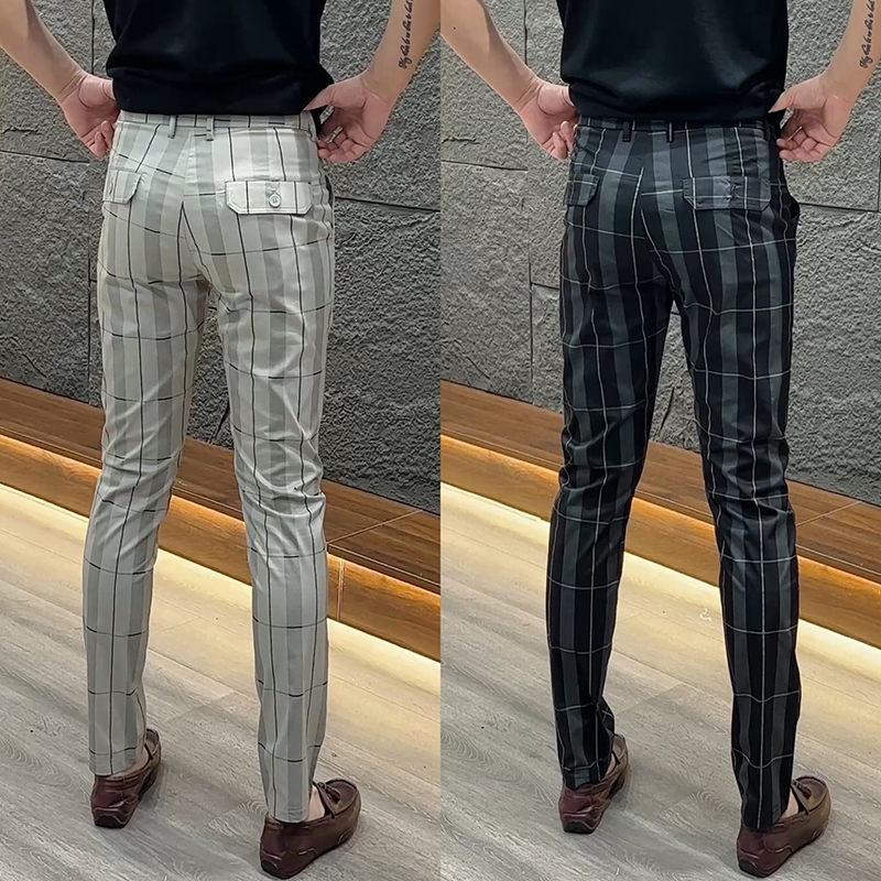 春秋轻奢商务男士直筒小西裤简约修身条纹长裤男高品质欧货休闲裤