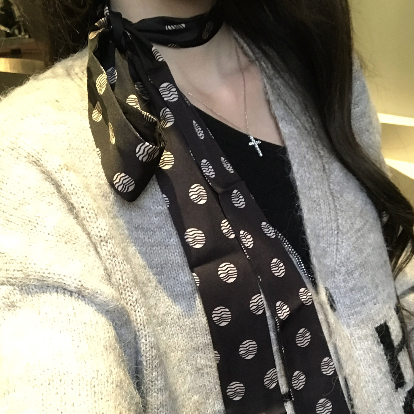 非金属涤纶项链 复古时尚秋冬韩系小众波点百搭高级系脖丝巾配饰